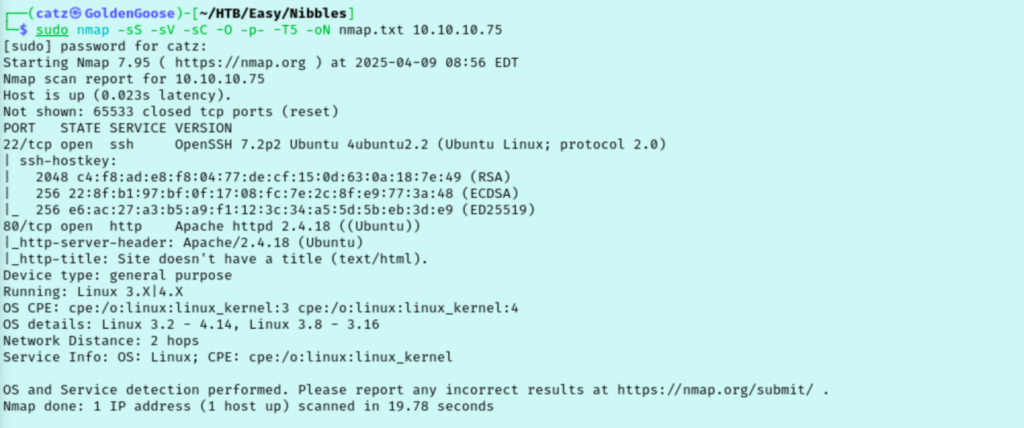 Nibbles - nmap