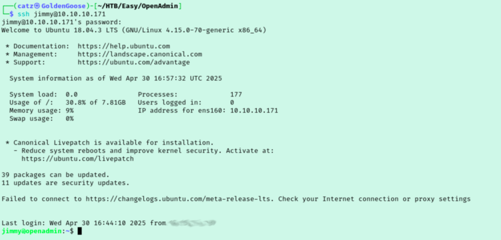 OpenAdmin - SSH 1