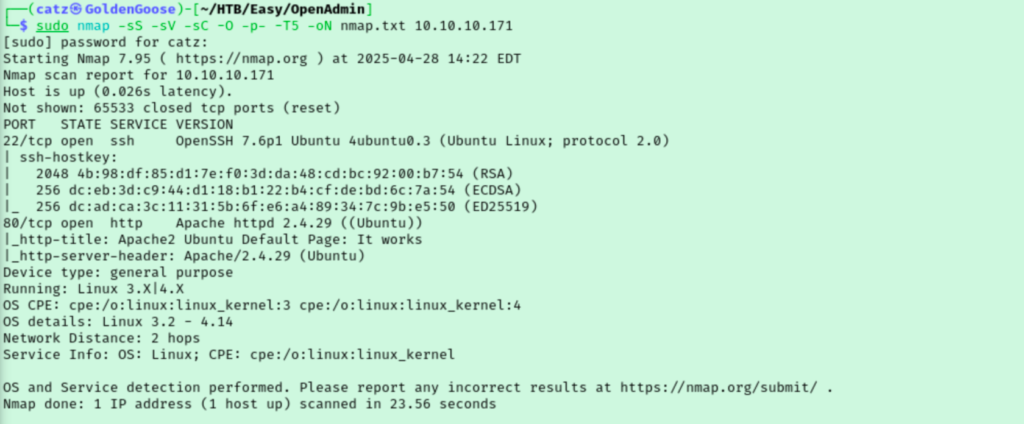 OpenAdmin - nmap