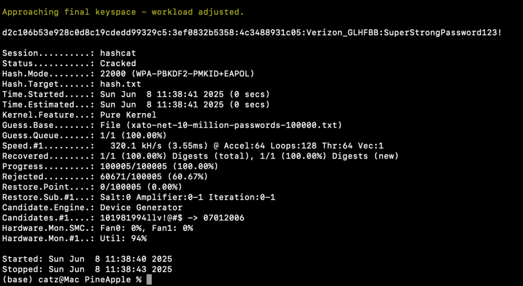 Pineapple - Cracked Password