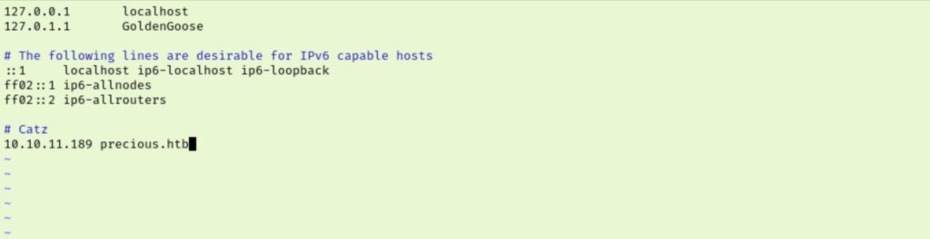 Precious - Hosts File