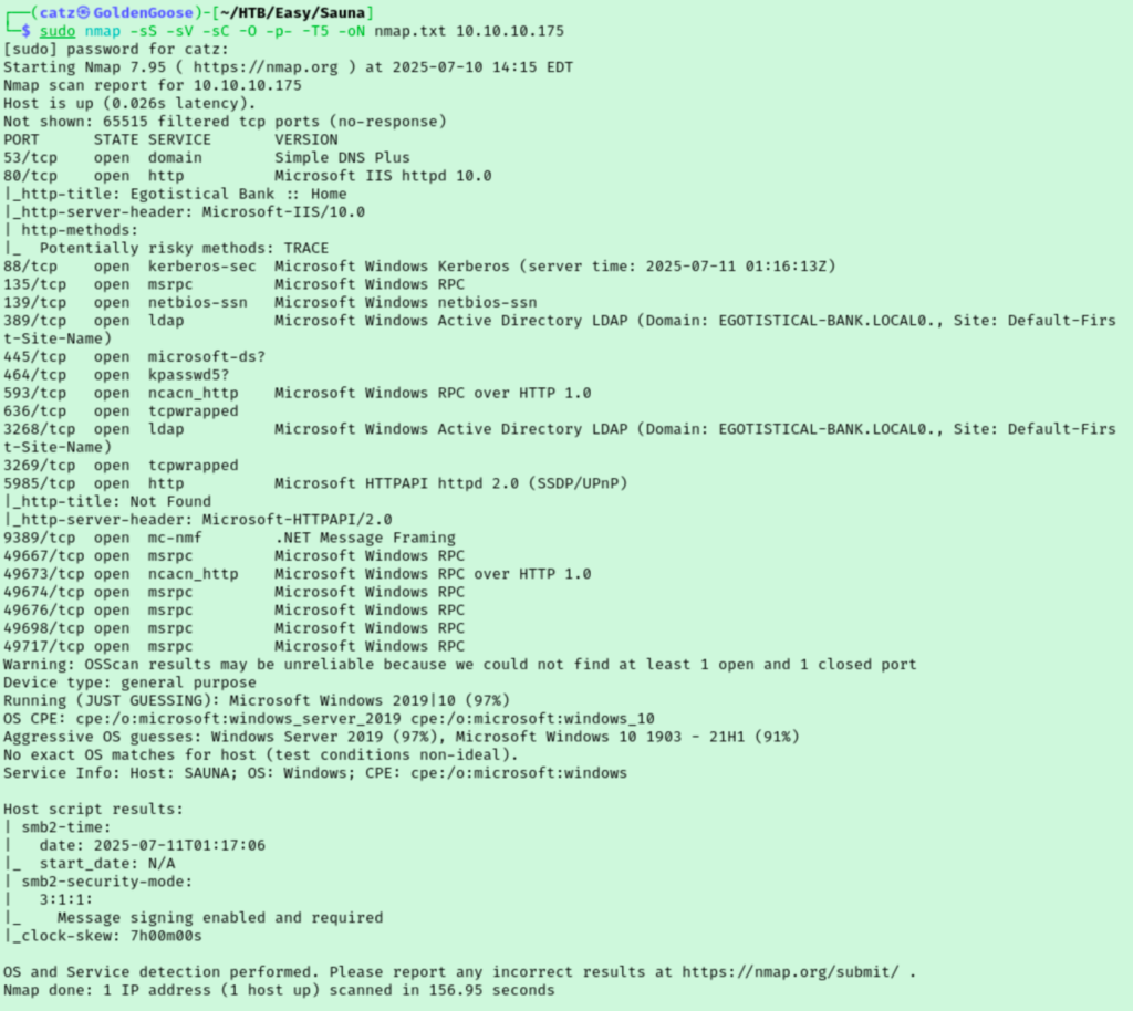 Sauna - Nmap